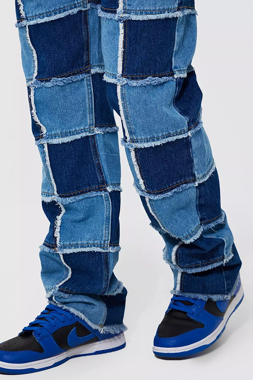 Relaxed Fit Multi Square Patchwork Jeans